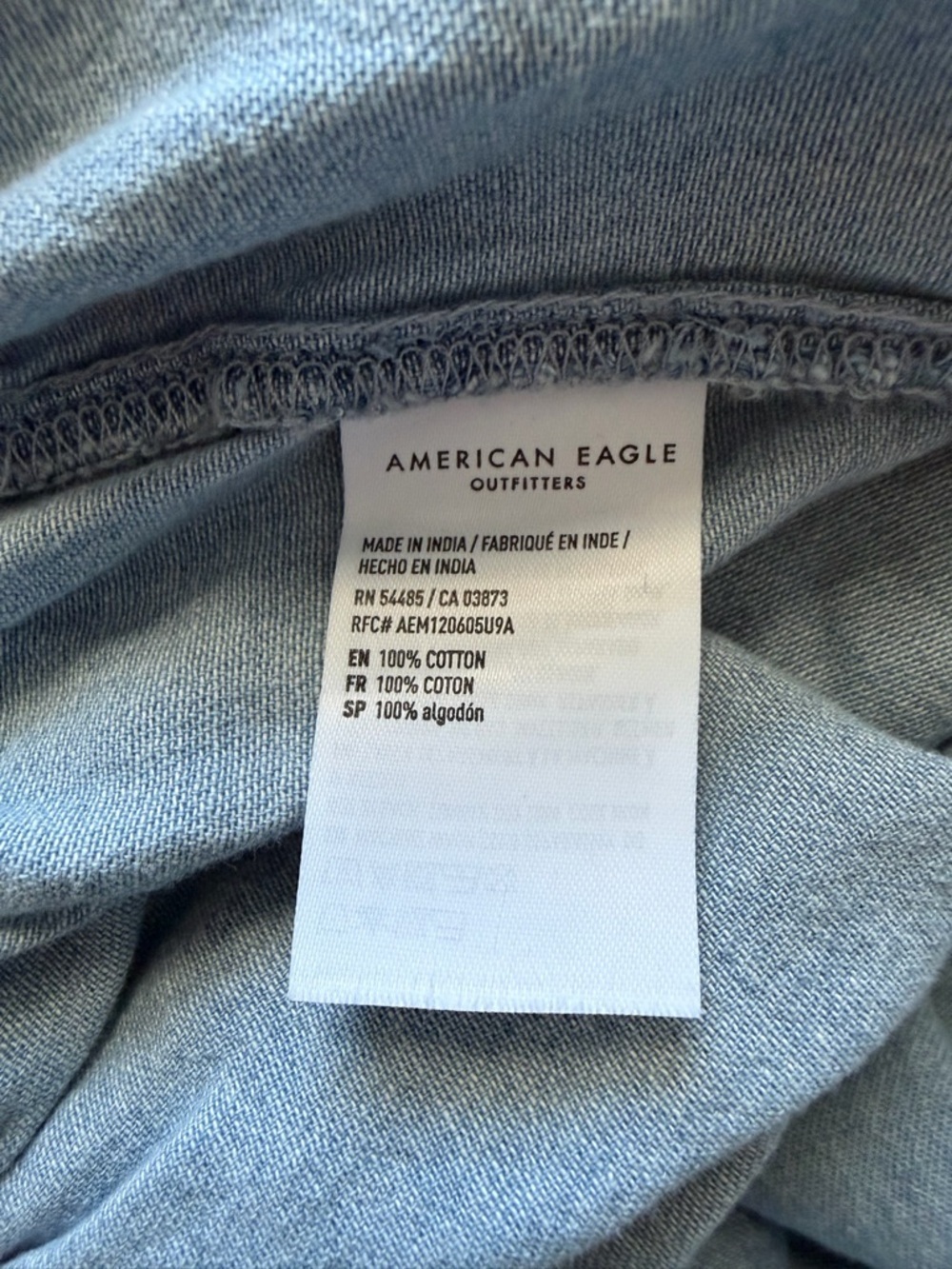 American Eagle Chambray Strapless Jumpsuit Elastic Waist Tie Front Pockets XS - Picture 2 of 5